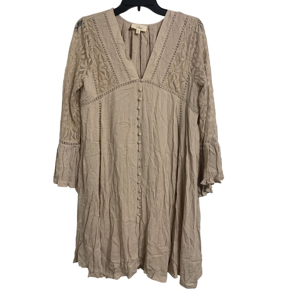 NWOT Love Lace Cotton Boho Hippie Minimalist V Neck Dress Size M